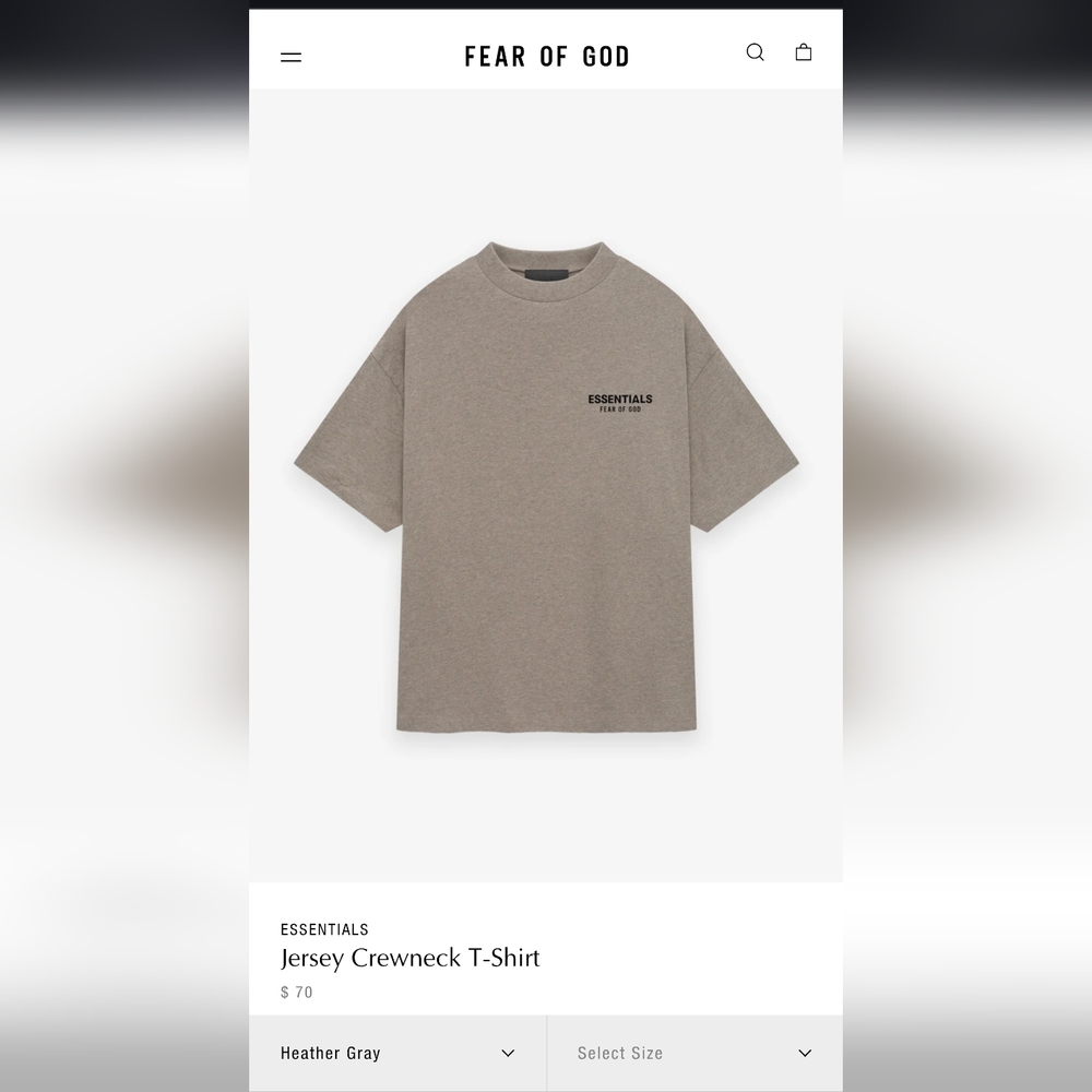 Essentials Fear of God Heather Gray Short Sleeve Minimalist Design... BRAND NEW!